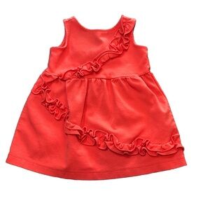 Janie And Jack Red Ruffle Sleeveless Dress Baby Girl Size 6-12 Months